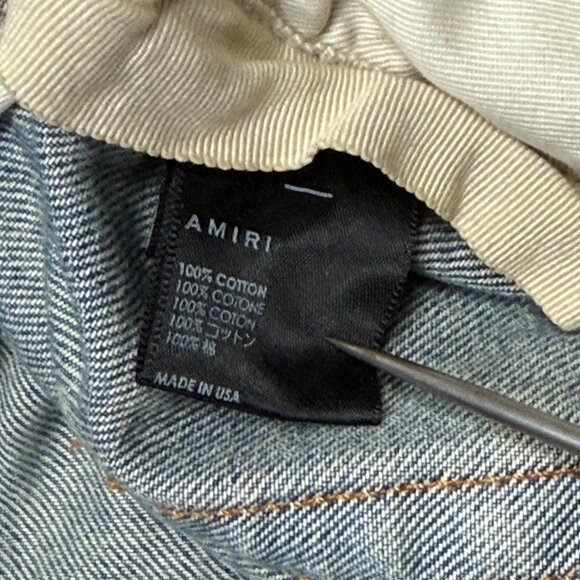 Amiri Distressed Raw Hem Jeans Blue Medium Wash Straight Leg Denim Size 34 - Picture 15 of 15